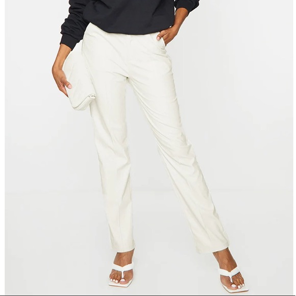 PrettyLittleThing Pants - NWT Faux Leather Pintuck Detail Straight Leg Pants US 8
